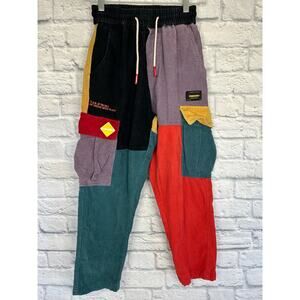Coursemys Patchwork 90's Corduroy Cargo Pants Adult Size XS or Kids size M/L